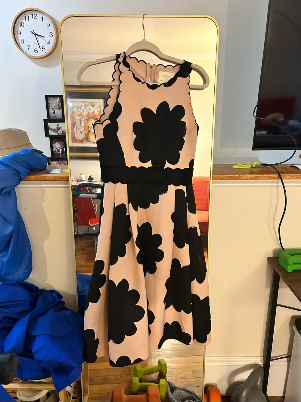 kate spade Petal Stamp Pink and Black Floral Midi Dress